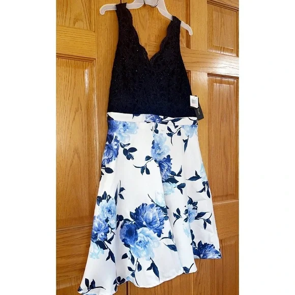 Women’s Formal Dress Plus Size 14W 16W City Studios A-Line Blue Glitter-Lace